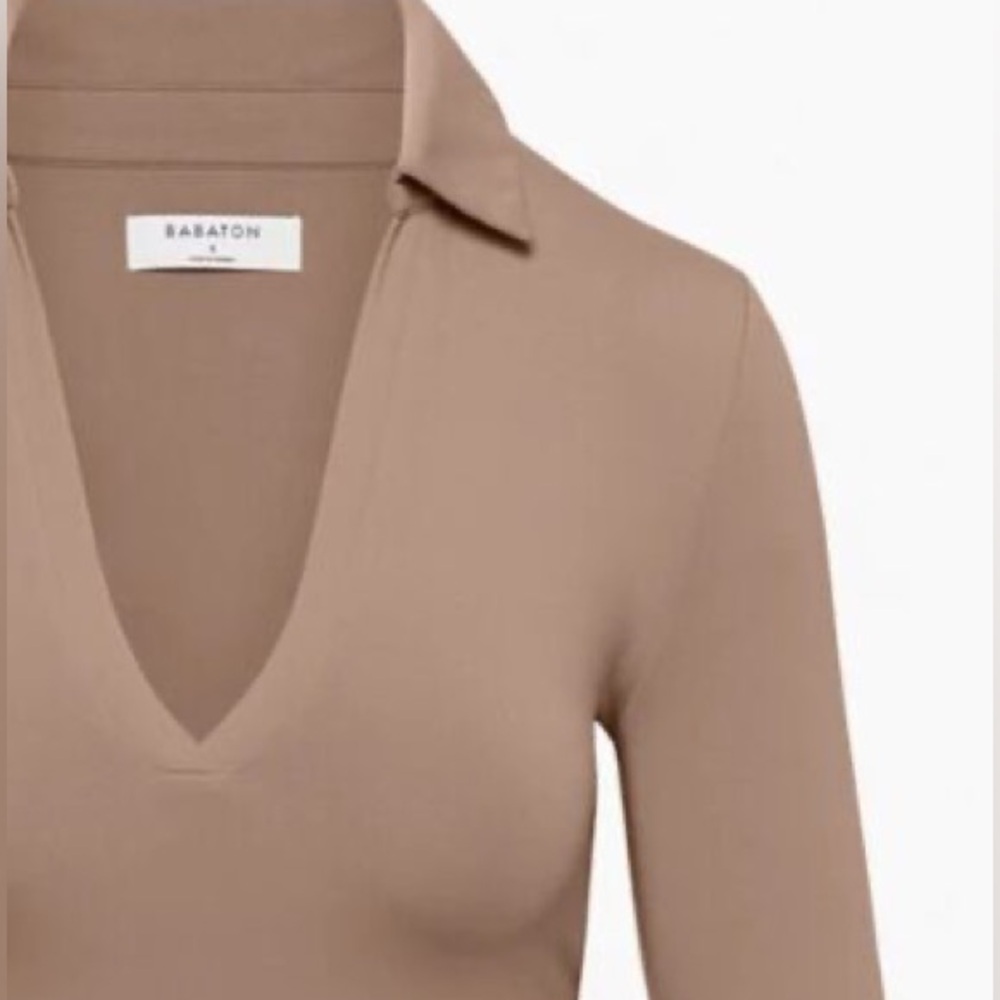 NWT Babaton Contour Polo Longsleeve Gold Camel S